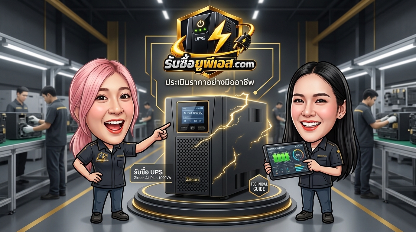 รับซื้อ UPS Zircon AI-Plus 1000VA สภาพสมบูรณ์ พร้อมหน้าจอ LCD และช่องเชื่อมต่อด้านหลัง
