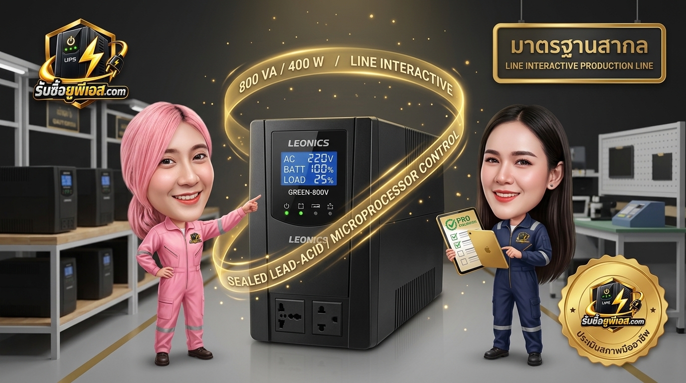 เครื่องสำรองไฟ Leonics GREEN-800V แสดงหน้าจอ Graphic LCD สำหรับงานประเมินราคารับซื้อ