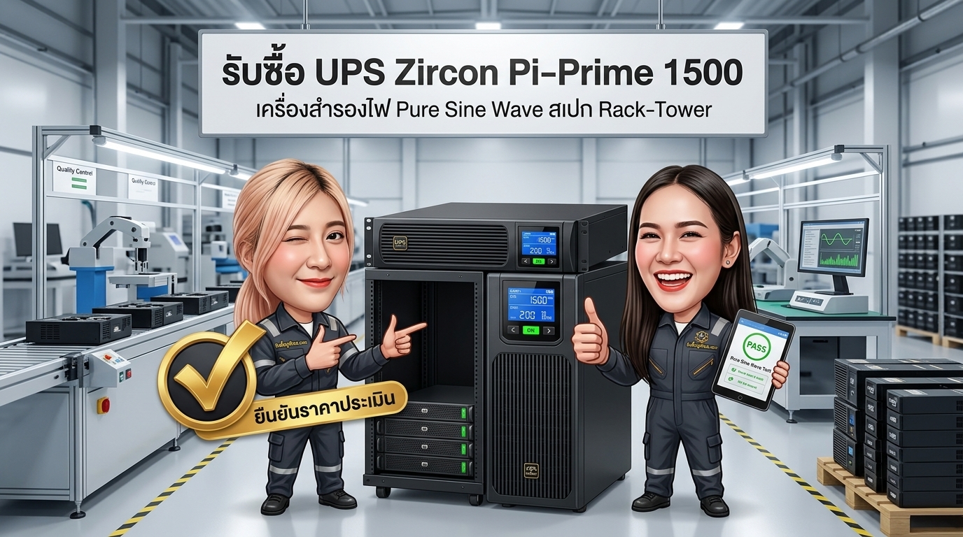 รับซื้อ UPS Zircon Pi-Prime 1500 เครื่องสำรองไฟ Rack Tower Pure Sine Wave พร้อมหน้าจอ LCD