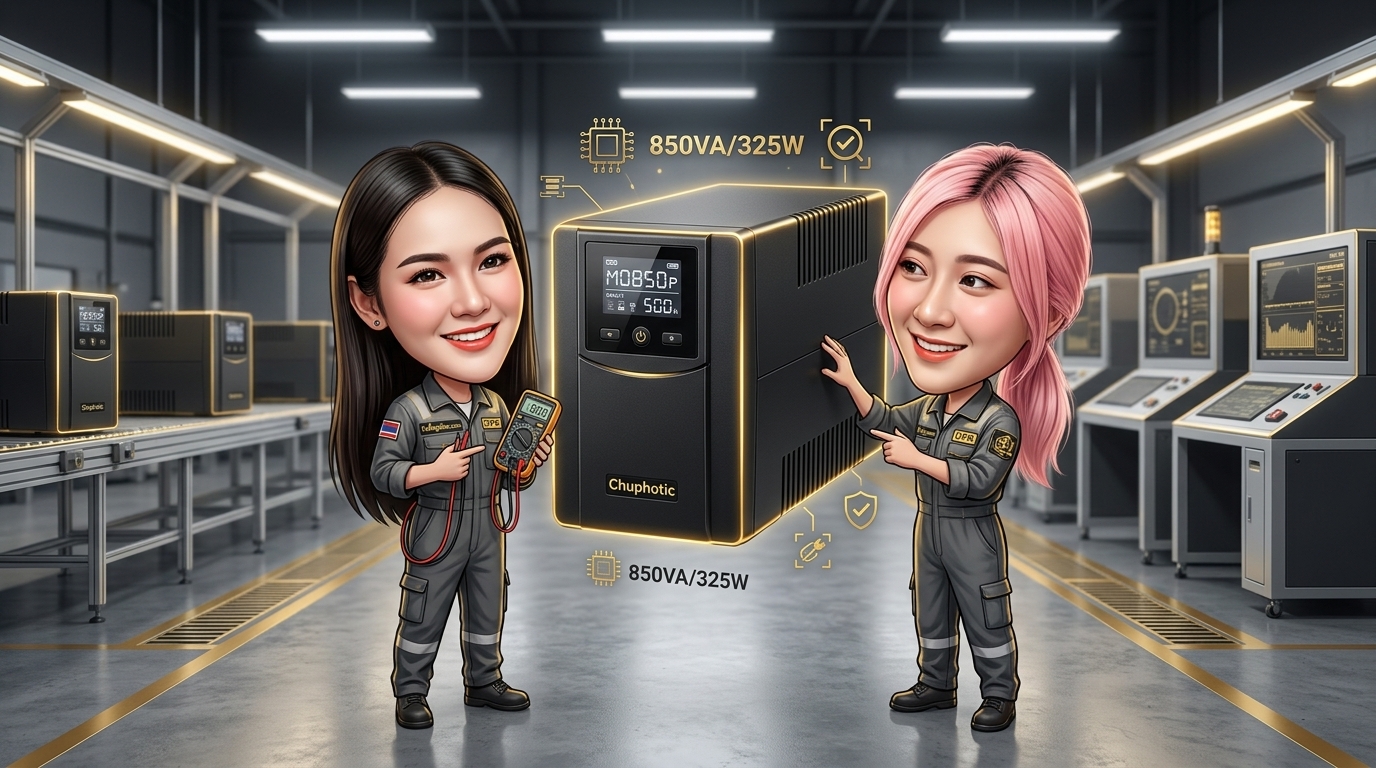 รับซื้อ UPS Chuphotic MO850P เครื่องสำรองไฟตั้งโต๊ะพร้อมหน้าจอแสดงผล LCD